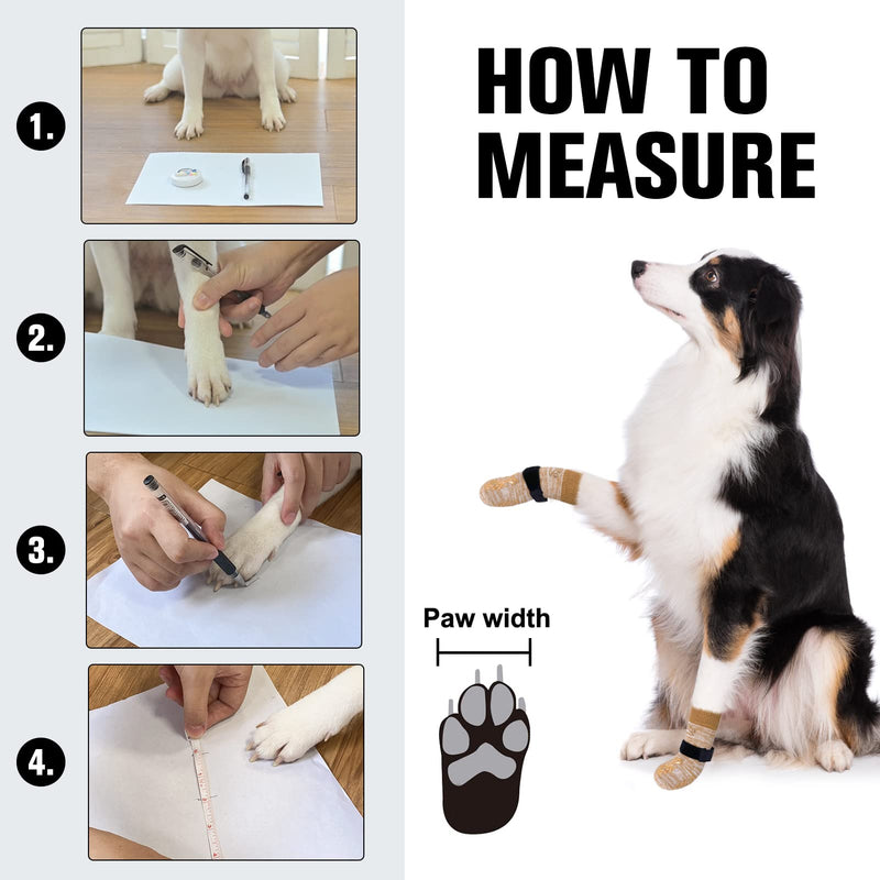 BEAUTYZOO Dog Socks to Prevent Licking for Hardwood Floors -Dog Boots Shoes for Small Medium Large Dogs -Double Side Grips Traction Control Anti Slip Socks for Puppy Doggie Senior Dog, Paw Protector L Light Khaki - PawsPlanet Australia