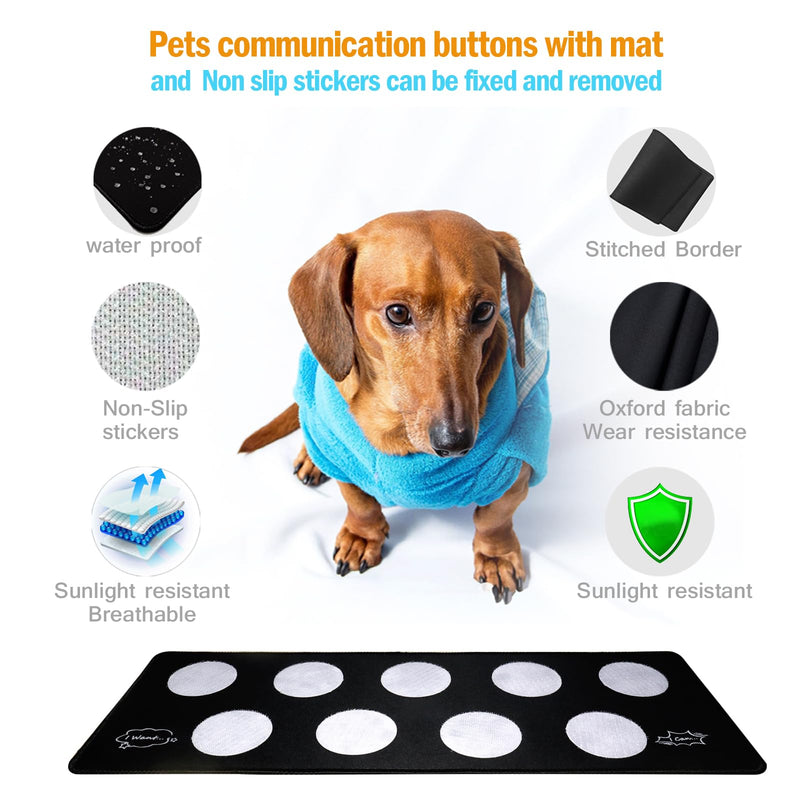 Dog Buttons for Communication, 9pcs Recordable Talking Buttons Set with Mat & Stickers, Pet Training Buttons for Dogs & Cats, Speaking Buttons - PawsPlanet Australia