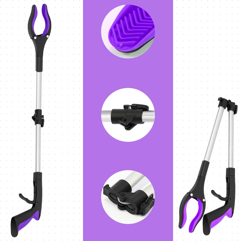 2 Pack 32 inch GrabRunner Heavy Duty(up to 10 lbs) Reacher Grabber Tool with Strong Magnetic (New Purple) Purple(pack of 2) - PawsPlanet Australia