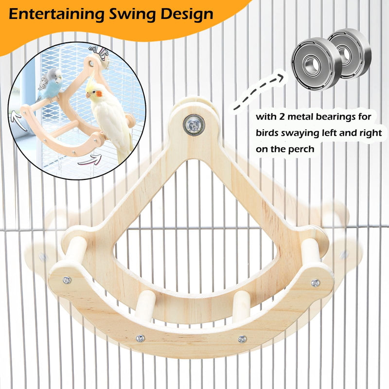 Bird Perch Toy, Interactive Rocking Parakeet Toys and Perches, Wooden Exercise Wheel Cockatiel Toys, Intelligence Puzzle Birds Enrichment Toy for Parrot, Bird Cage Accessories Perch for Budgies Conure Wood Cage Installation - PawsPlanet Australia