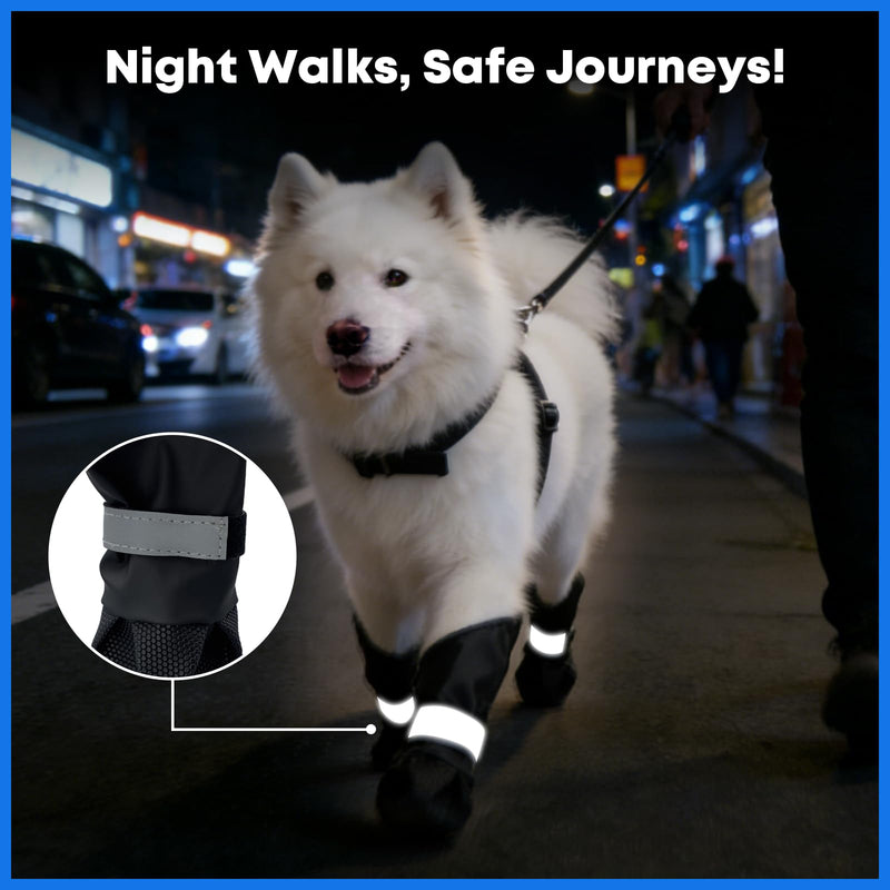 Winter Dog Boots with Leg Protection, Non-Slip Sole for Small & Medium Dogs - Waterproof Adjustable Straps, Paw Protector for Outdoor Walking & Hiking (M) M - PawsPlanet Australia