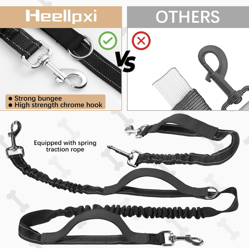 Hands-Free Waist Leash with Pouch for Two Dogs: Reflective Stitching, Dual Handle & Bungee Retractable Design – Ideal for Medium to Large Dogs (Grey) – Dog Walking Accessories Grey - PawsPlanet Australia