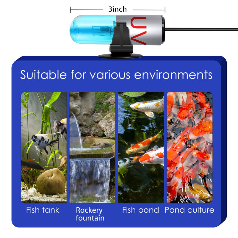 Aquarium Clean Light，3 W mini Submersible Algae Removal Light with Timer,Aquarium Water Clean Green Clear Waterproof Clean Light for Pond,Swimming Pool - PawsPlanet Australia