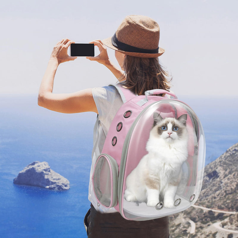 Cat Backpack, Airline Approved Bubble Carrying Bag for Small Medium Dogs Cats, Space Capsule Pet Carrier Dog Hiking Backpack Travel Carrier (Pink) Pink - PawsPlanet Australia