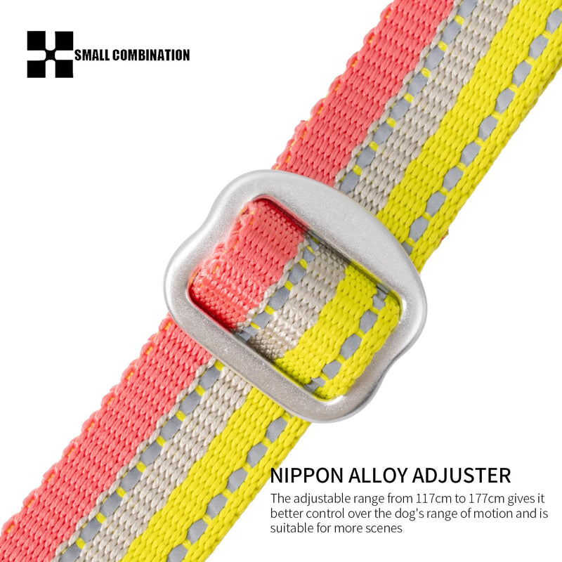 Reflective Dog Leash High-Strength Nylon Webbing&Aircraft Alloy Hooks Adjustable (117-177cm) with Anti-Slip Handle Multi-Color Options (E, S) E/Orange