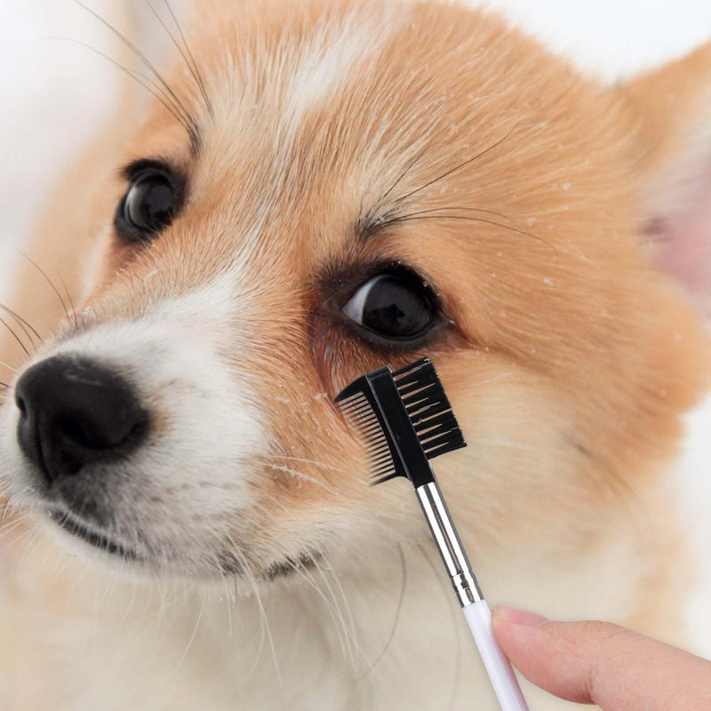 2pcs Double-Headed Dog Eye Comb, Soft Bristles Dog Eye Cleaning Brush 2 in 1 Dog Eye Booger Tear Stain Remover for Puppy Cat Pet Grooming Tools (Black, White) - PawsPlanet Australia