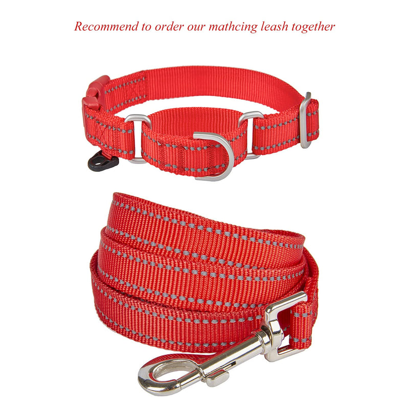 Reflective Martingale Collar for Dogs with Quick Snap Buckle Anti-Pull Nylon Safe Slip Collars for Easy Walking,Red,Medium Medium (Pack of 1) Red - PawsPlanet Australia