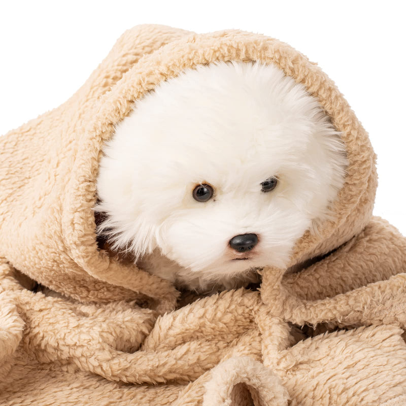 2 Blankets, Dog Cat Pet Blanket, Soft Warm Fleece, for Puppy, Small Dogs or Kitten, Cats, Plush Fuzzy Blanket for Bed, Sofa, Travel (60" x 40", 2/Pack, Beige+Light Gray) Beige+lightgray 60"L x 40"W, 2/Pack - PawsPlanet Australia
