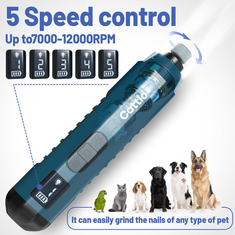 Dog Nail Grinder - Professional Electric Dog Nail Trimmer for Dogs & Cats Quiet Painless Grooming & Smoothing Dog Nail Clipper & File Included - Suitable for Small Medium Large Pets (Dark Blue) Dark Blue - PawsPlanet Australia