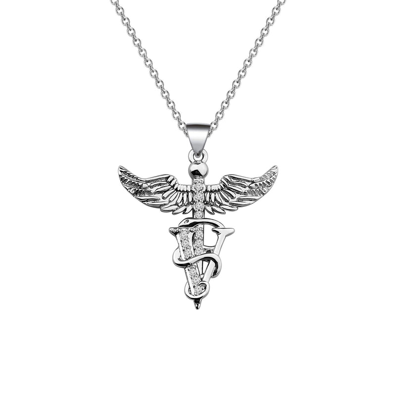 bobauna Veterinary Caduceus Pendant Necklace Vet Tech Jewelry Appreciation Gift for Veterinarian Nurse With Message Card Vet noun necklace - PawsPlanet Australia
