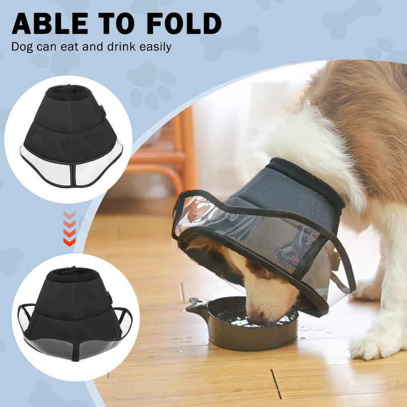 SCENEREAL Dog Cone for Dogs After Surgery, Adjustable Dog Cone Collar Alternative to Stop Licking for Wound Care, Spay, Neuter, Soft Recovery Cone for Medium Large Size Dog, E-Collar Neck Collar XL (Neck: 17.5"-21") Black - PawsPlanet Australia