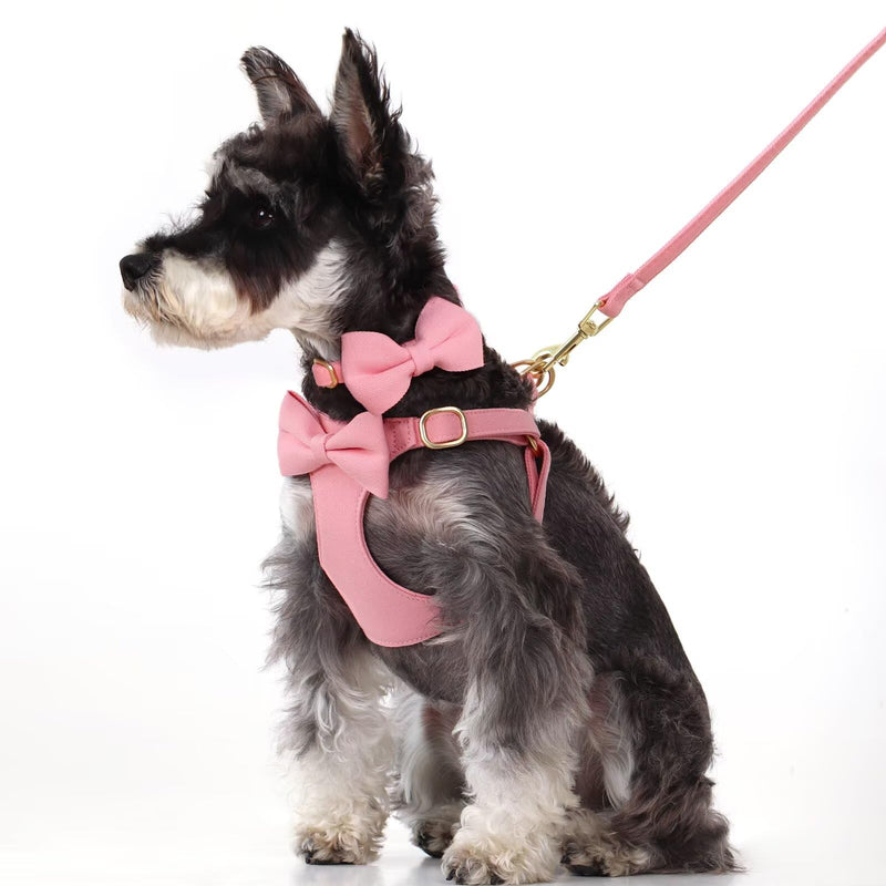 Beirui Adorable Small Dog Harness Collar Leash Set,Cute Puppy Harness with 3 Bows for XS Dogs,Yorkie,Adjustable Step-in Vest for Walking,Parties&Holiday Outfits(Pink,XS) XS: Fit 4-8lbs Pink - PawsPlanet Australia