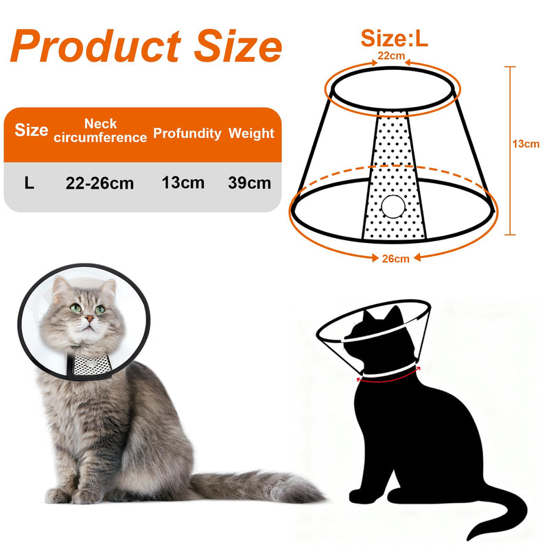 VOSSOT Pet Cone Recovery, Cat Collar, Anti-Leak, Lightweight Plastic Protective Collar, Hygienic Collar for Pets, Post-Operative, Anti-Bite Soft for Cats and Small Dogs, Neck Circumference 22-26 cm