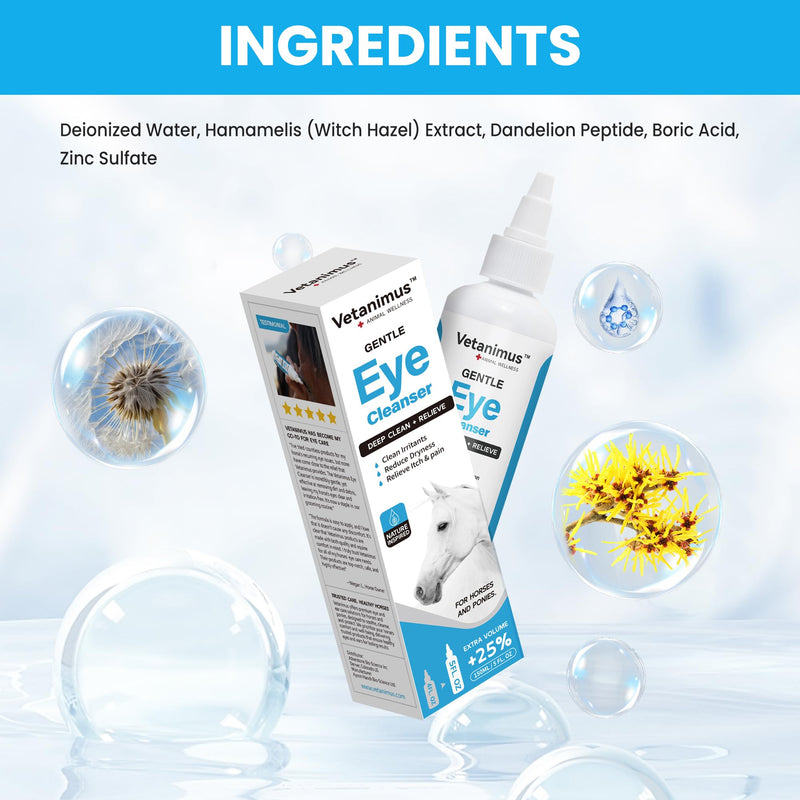 Eye Cleanser 150ml/5 fl.oz for Horses and Ponies Deeply Cleans Foreign Particles Moisturizing Eye Cleanser 1 Bottle - PawsPlanet Australia