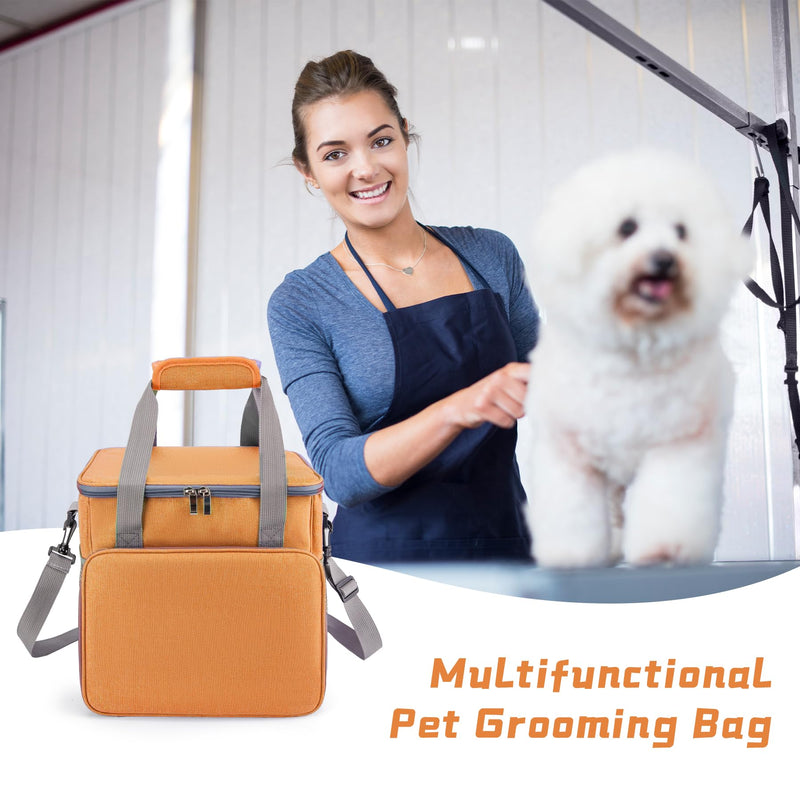 SMYV Pet Grooming Bag for Dog Grooming Supplies, Dog Tote Travel Bag for Pets Grooming Tools Kit Accessories - Orange - PawsPlanet Australia