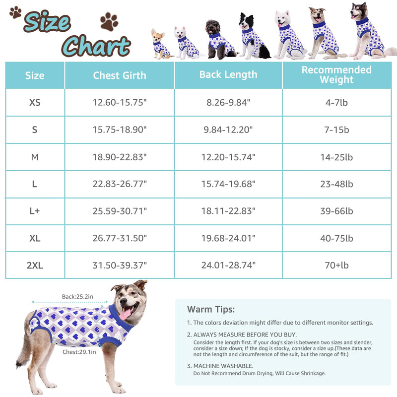 Recovery Suit for Dogs, Dog Recovery Suit Male Female Post Spay, Neuter, Abdominal Surgery Recovery Suit with an Inner Layer Pocket, Prevent Licking Soft Breathable Cotton, Blue, XL - PawsPlanet Australia