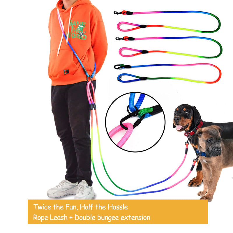 Hands Free Dog Leash 9.8ft Rope Crossbody Dog Leash Reflective for Large Medium Small Dogs Walking, Jogging and Running，Dog Training Leash (Rainbow, 9.8Ft) Rainbow - PawsPlanet Australia