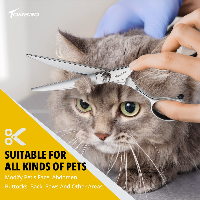 TOMBRO 7.0" Curved Dog Grooming Scissors Professional Curved Scissors for Pets 6CR Stainless Steel Pet Grooming Scissors with Safe Round Tips,Pets Grooming Shears with Offset Handle (Down-curved) Down-curved - PawsPlanet Australia
