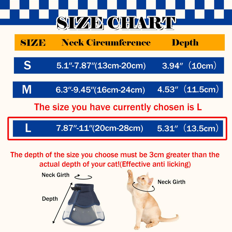 Cat Cone Collar Soft for Wound Healing for Large Cats(Exotic Shorthair Persian Ragdoll), Adjustable Breathable Head Recovery Cone Alternative, Air Surgery Cat Neck Cone Anti Scratch Licking Blue L(Circumference:7.87″-11″in)