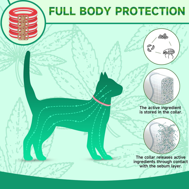 Flea Collar for Cats, 4 Pack Flea and Tick Prevention for Cats, 32 Months Cat Flea Treatment, Adjustable Cat Flea Collars, Waterproof Cat Flea and Tick Treatment Collar, Flea Treatment for Cat
