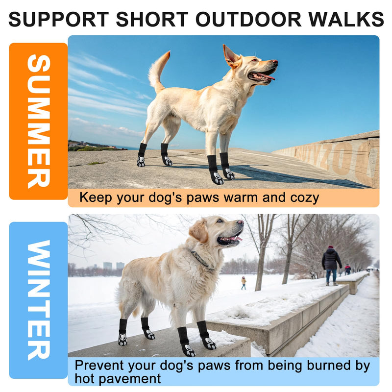 BEAUTYZOO Dog Socks, Non Slip Dog Socks to Prevent Licking Paws -Dog Shoes for Hot/Cold Pavement, Dog Boots & Paw Protectors, Dog Booties for Hardwood Floors, Small Medium Large Senior Dogs M(2.1"-2.55" W | Pack of 4) Black - PawsPlanet Australia