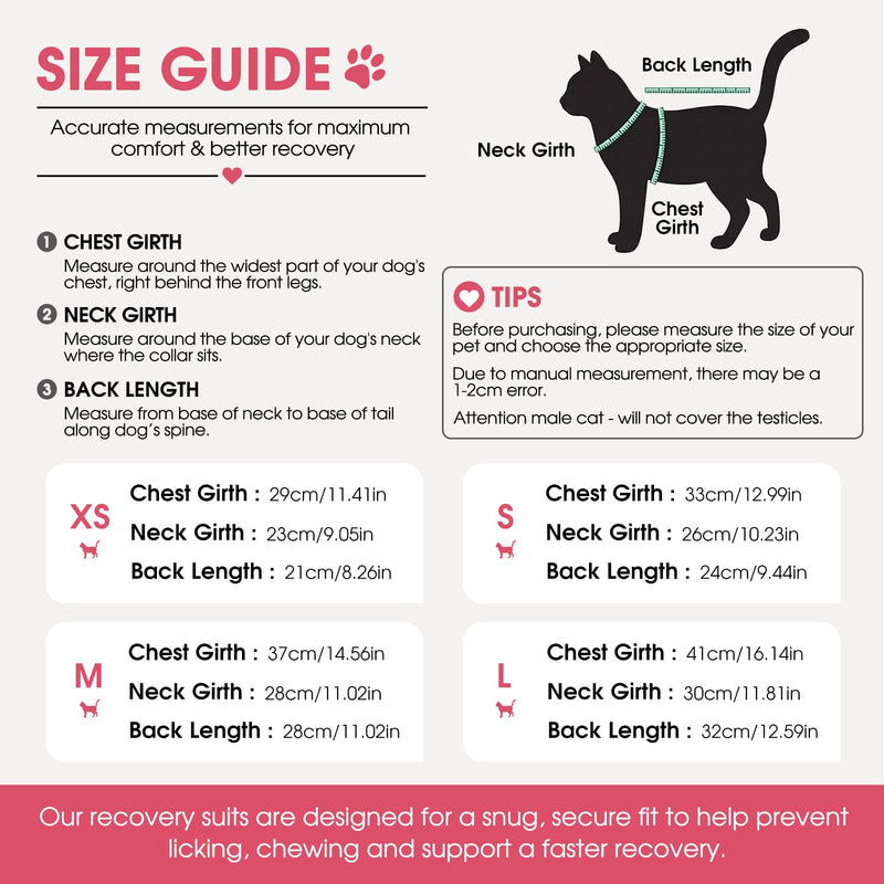 CITÉTOILE Cat Bodysuit After Surgery, Post-Operative Cat Clothes for Abdominal Wounds, Recovery Suit Clothing After Surgery, E-Collar Alternative for Cats Dogs, Pink, XS