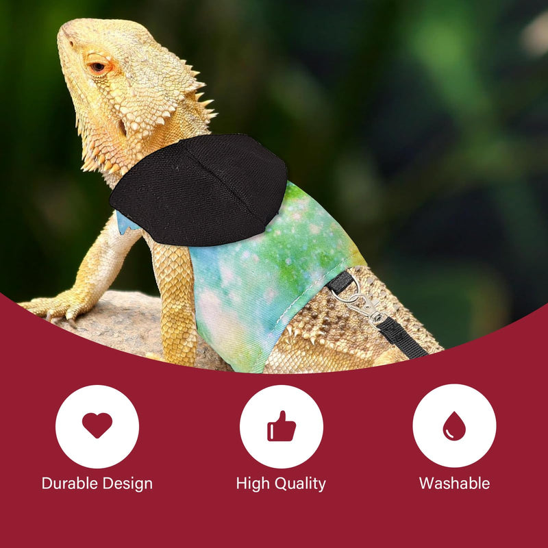 Bearded Dragon Lizard Hoodie Leash Suit Reptile pet Outdoor Chest Harness Chameleon Squirrel Leash Hooded Clothes Suitable for Bearded Dragon Lizard Reptiles（Black hat） Black hat - PawsPlanet Australia