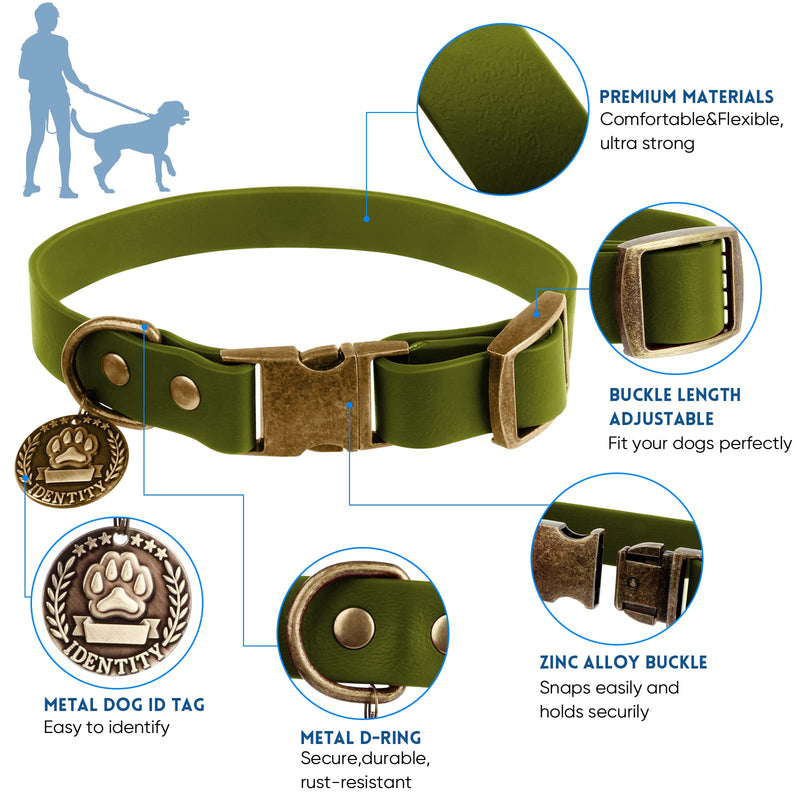 Wisedog Waterproof Dog Collar and Leash Set, Adjustable Puppy Collar with Cute Tag 4FT Dog Leash with Poop Bag for Small Medium Large Dogs (XS, Green) XS(Collar:8.5"-12";Leash:4 ft) - PawsPlanet Australia