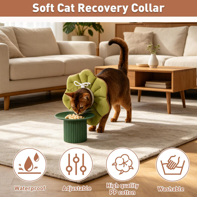 Elizabethan Pet Collar, Flower Shape, Soft Collars for Cats and Dogs, Adjustable Anti-Lick Recovery Collars with Two-Tone Color, Waterproof for Surgery, Blue Medium