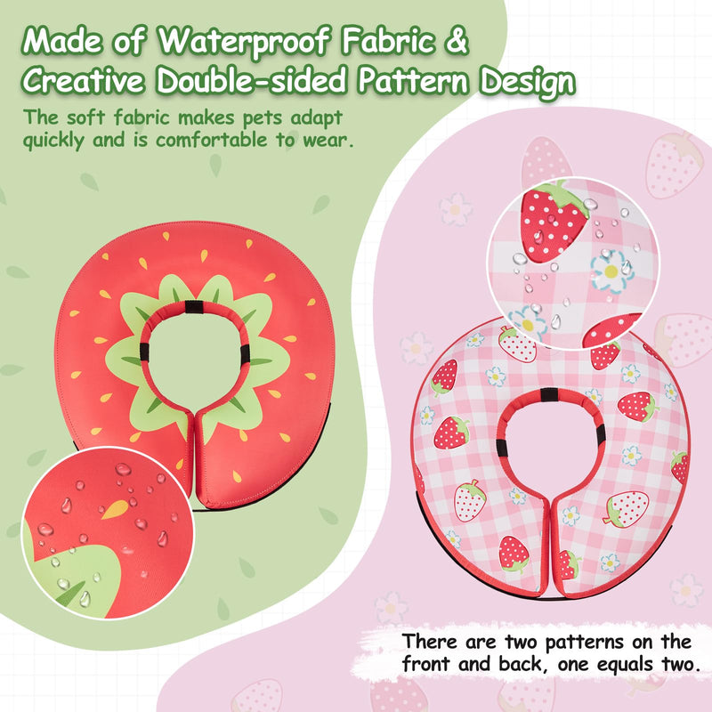 Dog Cone Collar After Surgery,Waterproof Fabric Comfy Pillow,Dog Cone Alternative,Inflatable Dog Collars E Collar Elizabethan Collar for Dogs (Red, M(Neck:9.84”-14.17”)) Strawberry Red M(Neck:9.4”-14.6”) - PawsPlanet Australia