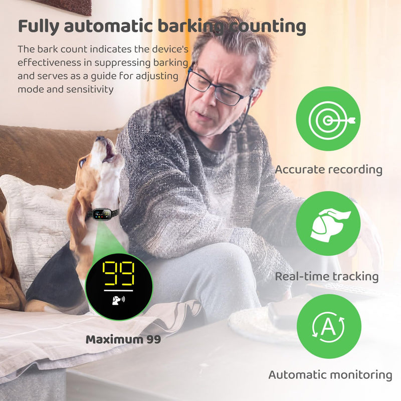 Dog Bark Collar Effective No Bark Training for Dogs of Large Medium and Small Rechargeable Anti Bark Collar for Dogs Automatic Bark Collar with 5 Adjustable Sensitivity Beep and Vibration Modes Black - PawsPlanet Australia