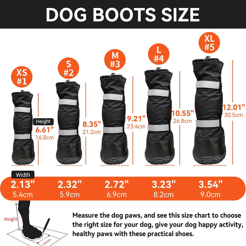 4 PCS Dog Boots Waterproof Dog Shoes with Reflective, Anti-Slip Pet Paw Protectors for Snowy, Rainy and Hot Pavement, Black, Small #2 - PawsPlanet Australia