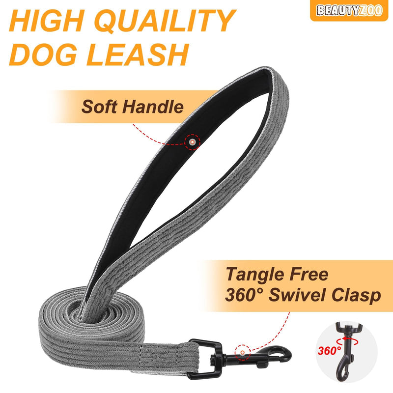 BEAUTYZOO No Pull Dog Harness Large, Adjustable Dog Harness and Leash Set -Easy Wearing with 3 Buckles/Control Handle,No Choke Soft Padded Reflective Pet Vest for Training Walking Hiking,Grey L L: chest 22"-33" Solid Grey - PawsPlanet Australia