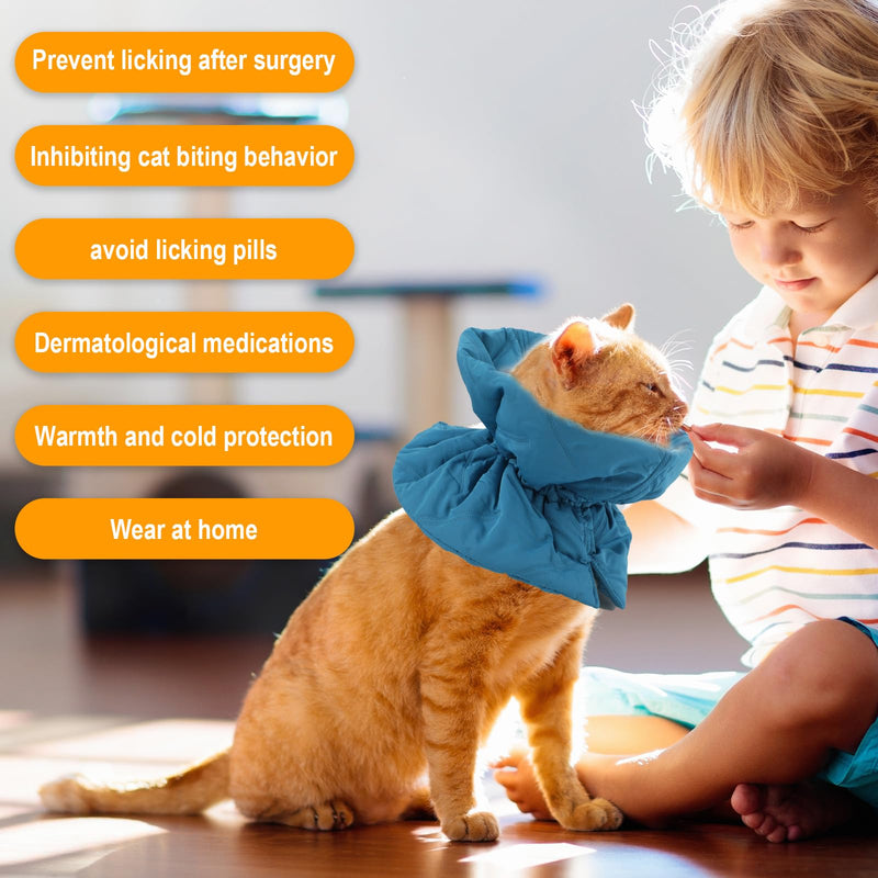 Cat Recovery Collar, Adjustable Soft Cat Neck Protector Breathable Cat Cone Collar Lightweight Waterproof Kitten Cone Alternative for Puppies, Stop Licking (M, Blue) - PawsPlanet Australia