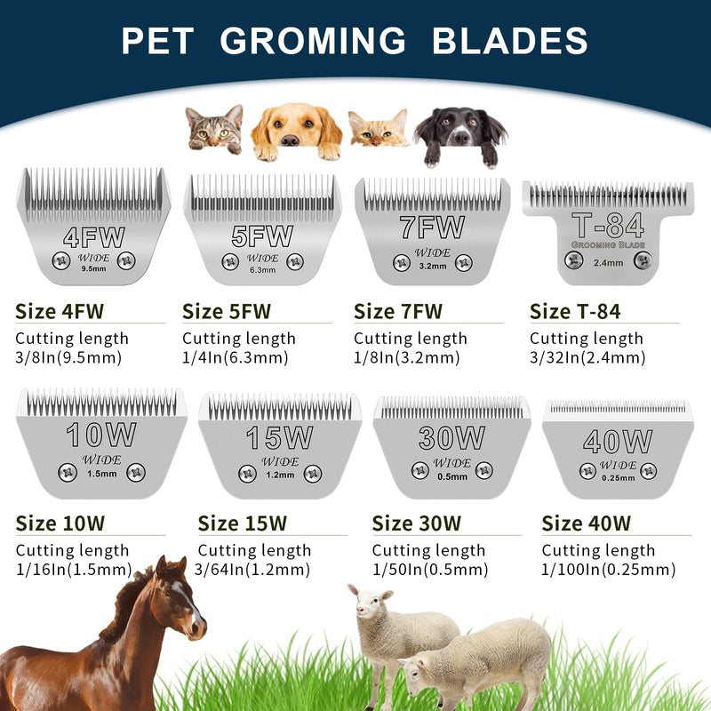 AUDOC 7FW Wide Pet Dog Grooming Detachable Blades,Compatible with Andis,Oster A5,Wahl KM10/Moser 45/Masterclip A5 Clippers,Cut Length 1/8"(3.2mm),Fit for Larger Animals 7FW-3.2mm