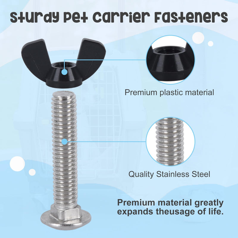 YeeBeny 24 pet Carrier Fasteners Set, Dog Kennel Replacement Screws and Bolts Butterfly Nuts,M6 Dog Kennel Replacement Screws, Pet Kennel Brackets - PawsPlanet Australia