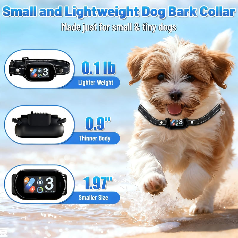 Smart Dog Bark Collar for Small Medium Large Dogs, Rechargeable Ultra-Light Anti Barking Collar with 5 Adjustable Sensitivity,Bark Stop Device,Beep Vibration Modes,IP67 Waterproof
