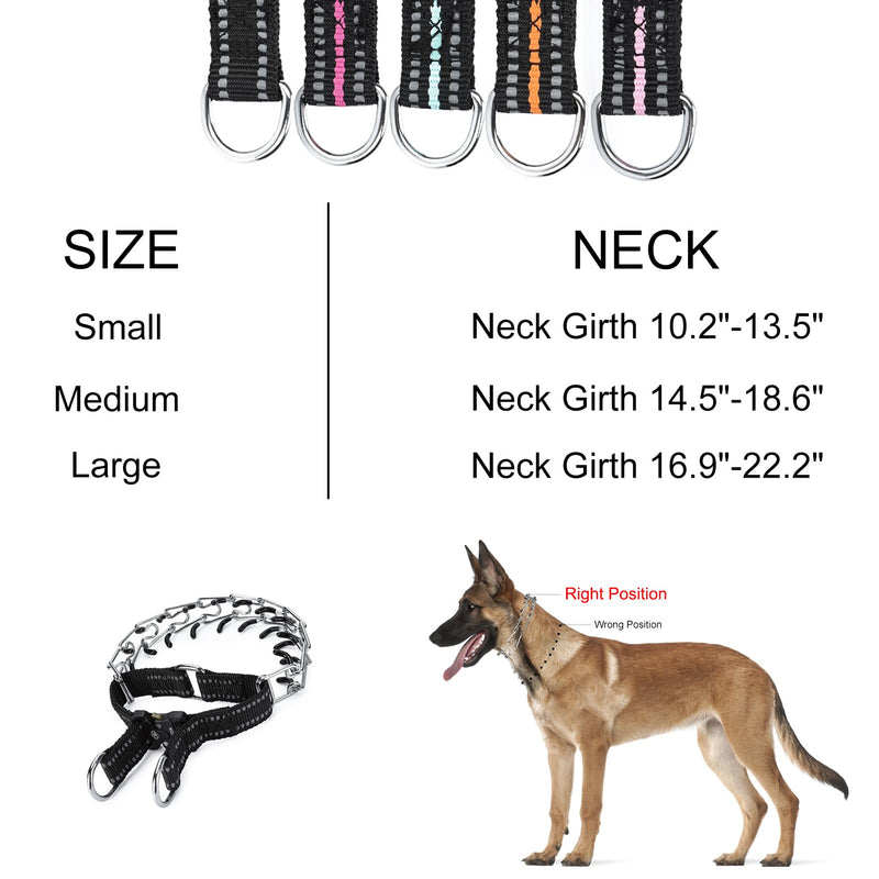 Pinch Collar for Dogs Adjustable Dog Training Collar with Comfortable Rubber Tip and Quick Release Buckle for Small Medium Large Dogs (Large, Orange) - PawsPlanet Australia