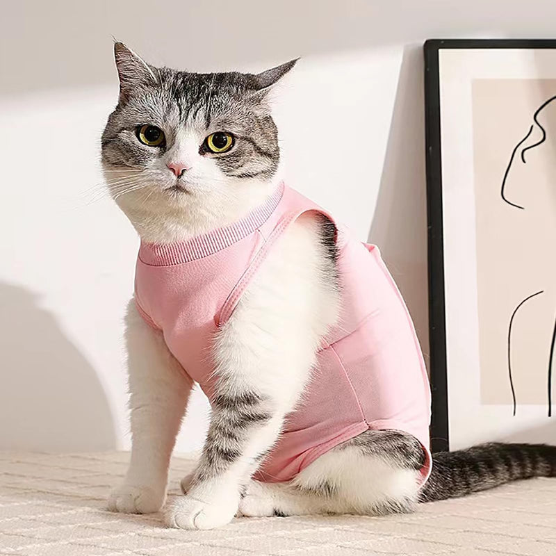 Cat Recovery Suit Cat Surgery Recovery Suit, Breathable Skin Anti Licking Suit,Skin Diseases Protection Collar Alternative Pet Body Suit for Puppy Kitten Neutered,Abdominal Wound Skin Damage,Weaning Large Pink - PawsPlanet Australia