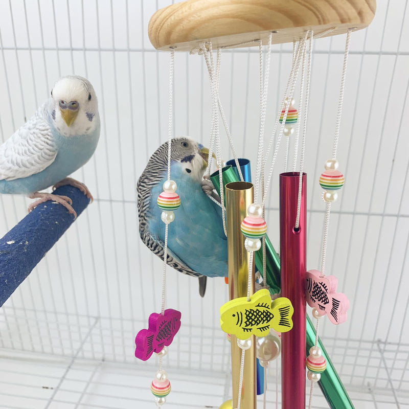 Bird Chewing Toys, Conure Wind Chimes Chewing Toy with Colorful Stick, Bird Parrot Cage Hanging Bells Toys for Conure, Budgie, Parakeet, Caique, Cockatiel, Lovebird, Finch