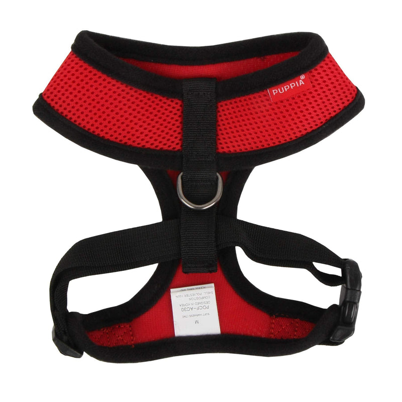Puppia Soft Dog Harness No Choke Over-The-Head Triple Layered Breathable Mesh Adjustable Chest Belt and Quick-Release Buckle, Red, Small S (Neck: 9.5", Chest: 12"-18") - PawsPlanet Australia