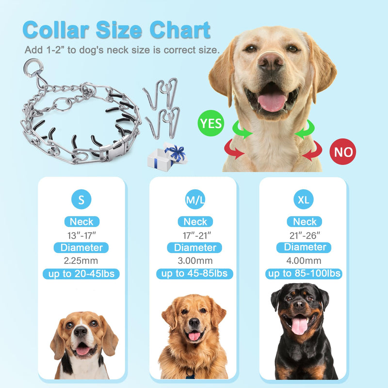 No Pull Dog Adjustable Collar with Buckle for Small Medium Large Dogs S(13-17" Neck, 2.25mm)