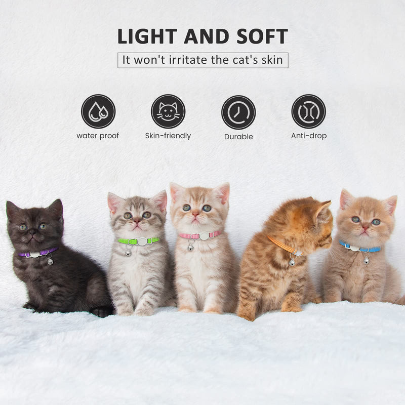 5 Pack Reflective-Breakaway Cat Collars with Bells,Adjustable Small Cat Collar,Ideal for Girl Cats Male Cats Kittens Puppies,Pet Supplies Stuff Accessories 7.9" - 13" (5 Bright Colors) 5 Bright Colors - PawsPlanet Australia