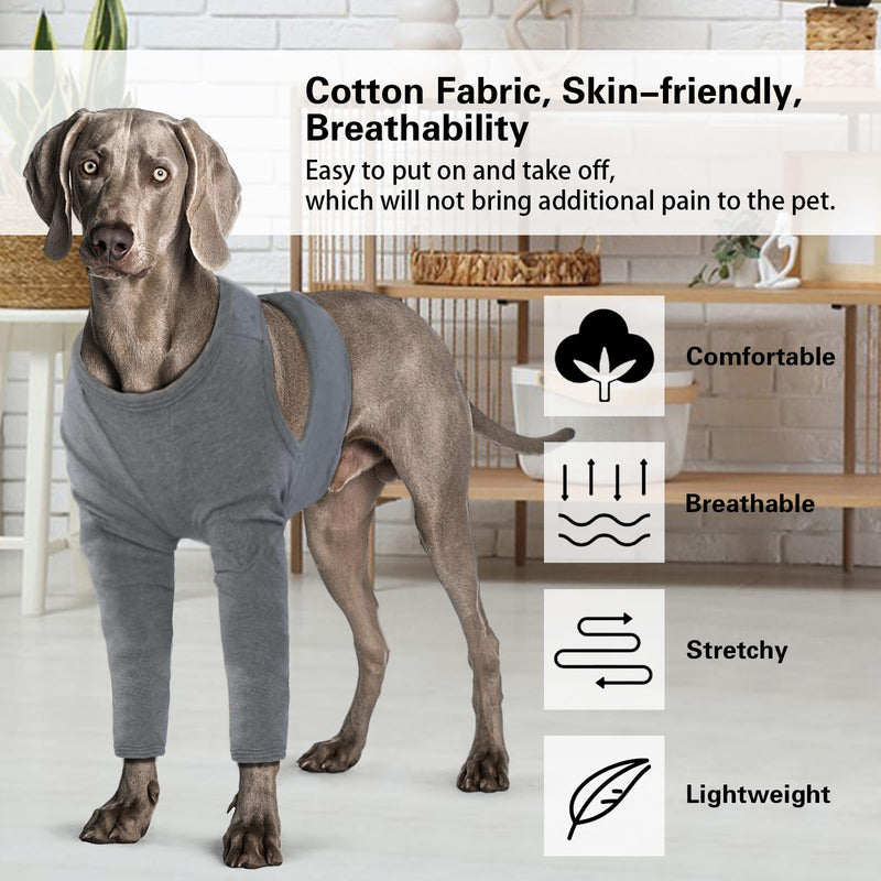 Dog Leg Recovery Sleeve, Dog Front Leg Elbow Protector, Dog Recovery Suit After Surgical Wound Protector to Prevent Licking Bite Cone Collars Alternative (Grey, 2XL) Grey - PawsPlanet Australia
