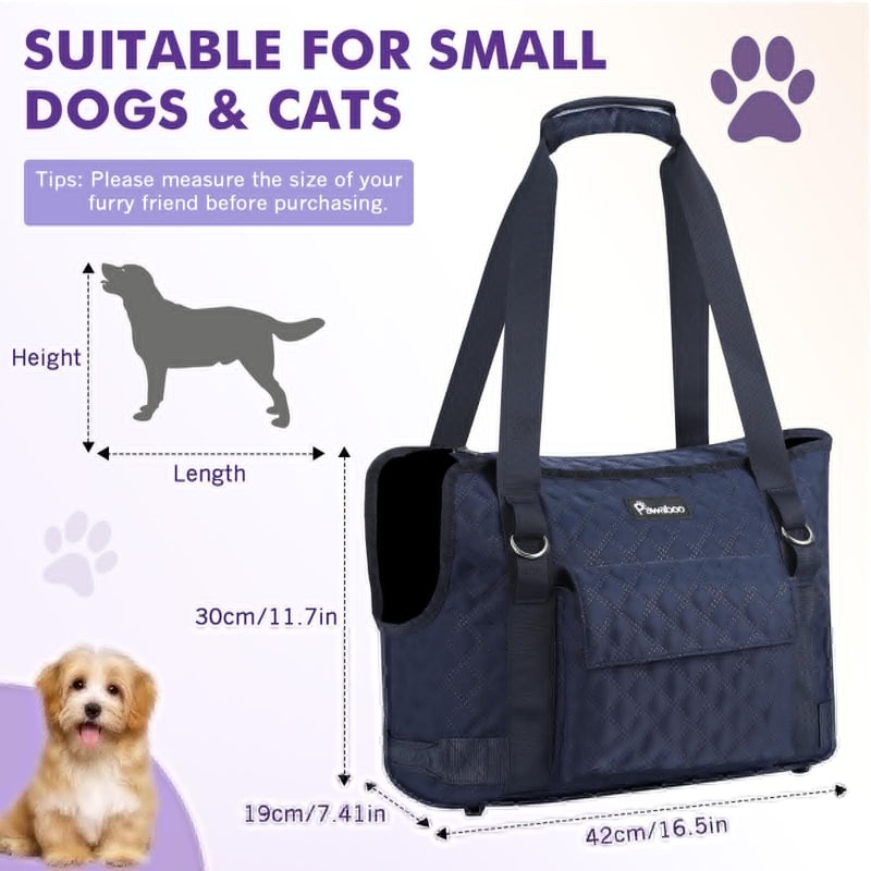 Pawaboo Dog Purse Carrier for Small Dogs with Pocket, Lightweight Dogs and Puppies Tote Bag Carrier, Dog Carriers Soft Sided for Puppy Cat Rabbit, Shopping Travel Puppy Carriers Under 11 LBS,Navy Blue A-Navy Blue