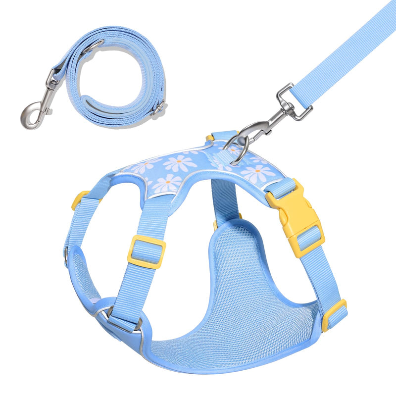 VETRESKA Dog Harness for Small Medium Dogs No Pull, Puppy Harness and Leash Set Adjustable Reflective No Choke Pet Vest Easy Control Harness for Dogs/Cats with Anti-Tangle Dog Leash, Daisy S - PawsPlanet Australia