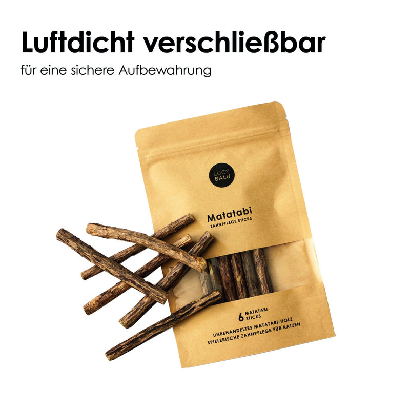 LucyBalu 6 x Matatabi Sticks for Cats, Natural Dental Care, Chew Bones for Cats, Bad Breath | Cat Sticks Made of Matatabi Wood | Cat Toothbrush | Matatabi Cat Toy Self-Employment