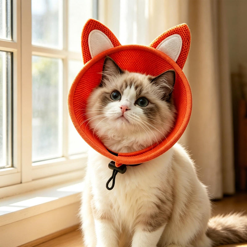 Cat cone neck brace | Wound protection collar | Dog anti-lick collar | For daily outings, indoor grooming, coat care, bathing, vet visits, preventing licking and scratching, red, medium