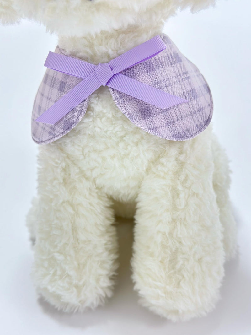 Plaid Dog Bandana with Ribbon Bowknot, Soft and Durable Polyester Pet Scarf, 7 Sizes for Cats and Dogs, Adjustable Triple-Snap Closure (Purple, Small) Purple - PawsPlanet Australia