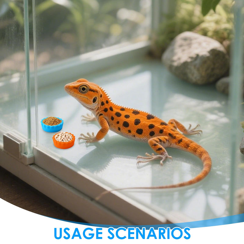 6 Pcs Crested Gecko Food and Water Bowl with 1 Spoon, Reptile Feeding Cups for Lizards, Isopods & Small Pets, Easy-Clean Silicone Set - PawsPlanet Australia